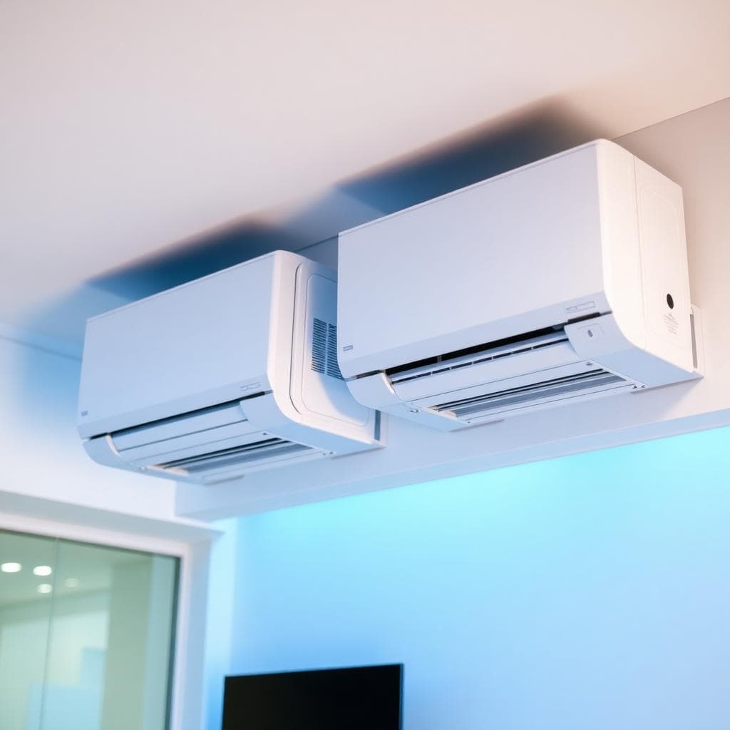 Technicien EURL SFCA installant une unité de climatisation split dans un bureau à Alger